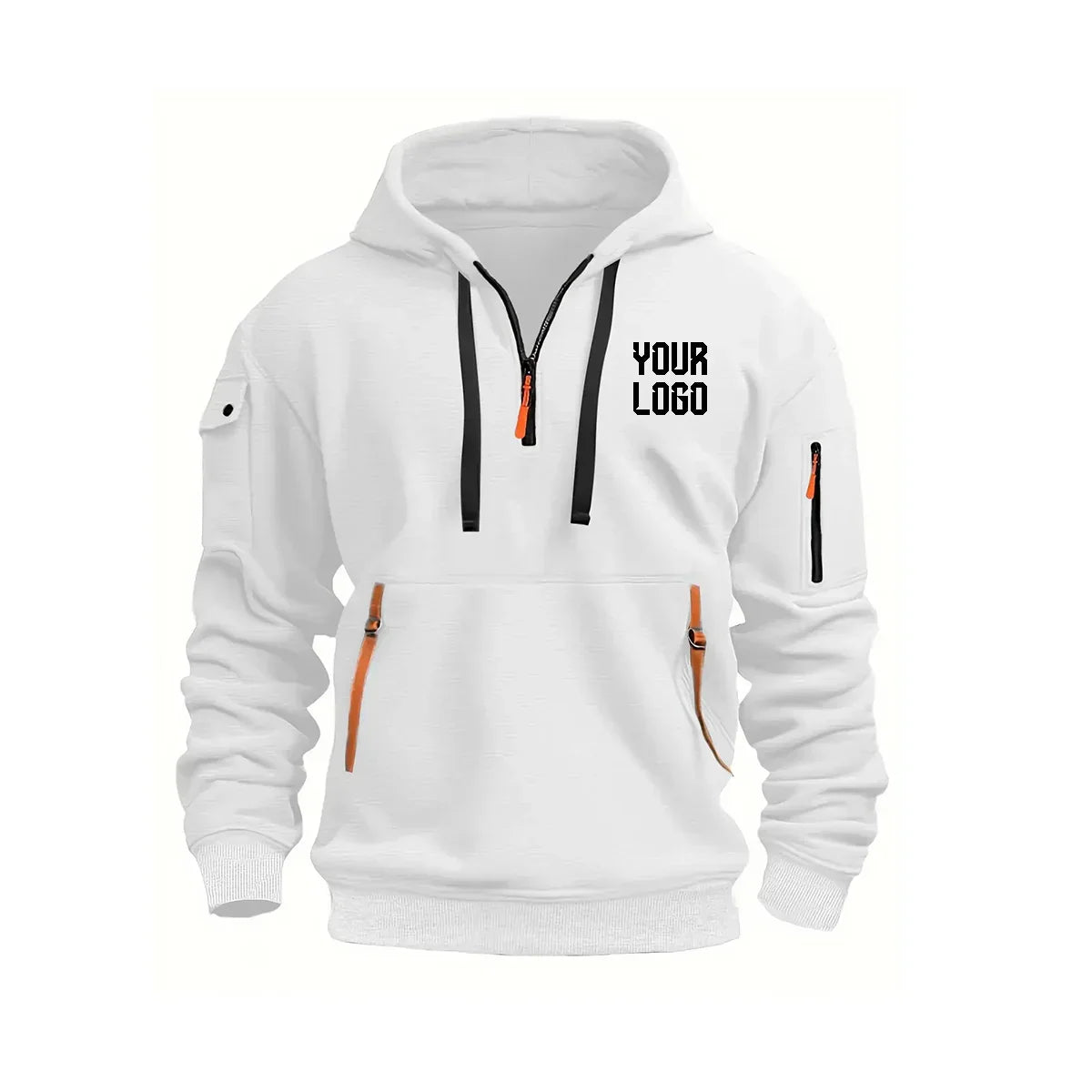 2025 new men's and women's multi pocket ribbon zipper wool hooded casual shirt loose pullover fashionable sports shirt top