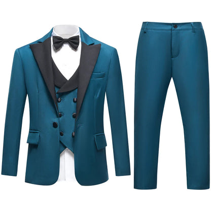 Newest Kids Suit Set 2-14 Years Single Button Boy's 4 Pieces Formal Suits Blazer Vest Pants Wedding Guest Tuxedo Piano Suit