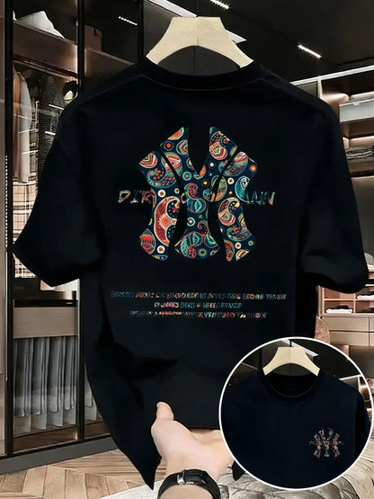 2026 New Trendy Street Brand Printed Men's Short-sleeved T-shirt - A Street-style Comfortable Summer Loose Men's T-shirt