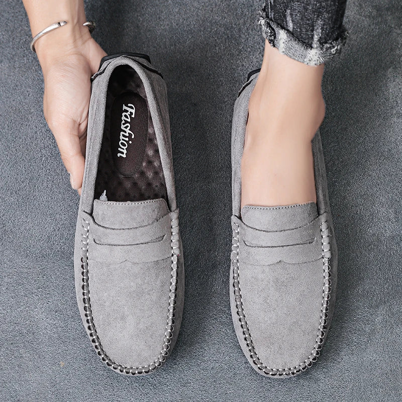 Sapatos Masculinos Casuais de Camurça, Respiráveis, de Couro, Loafers Masculinos, Slip-on, Sapatos de Dirigir Masculinos, Marca de Luxo, Sapatos Náuticos Confortáveis
