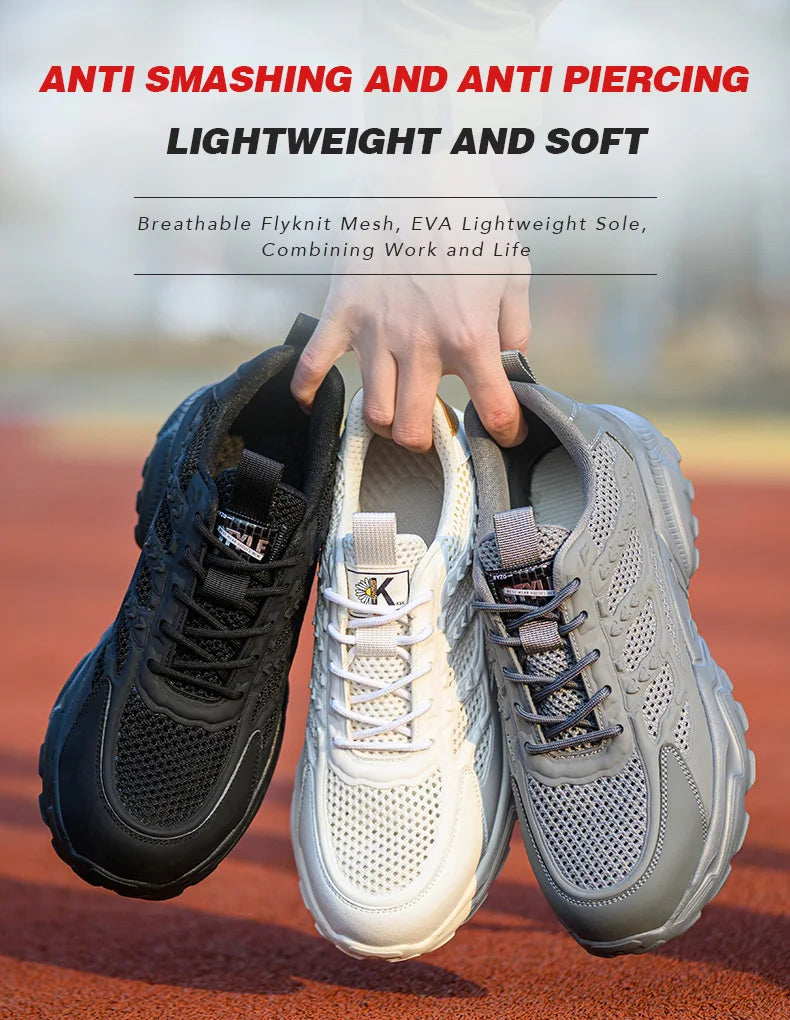 Summer Work Shoes with protection breathable Lightweight ShoesSteel Toe Shoes Men  Anti-smashing Industrial Safety Shoes