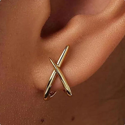 Trendy Gold Color Cross Stud Earrings for Women Dainty Simple Minimalist Earring Fashion Jewelry Party Gifts Wholesale