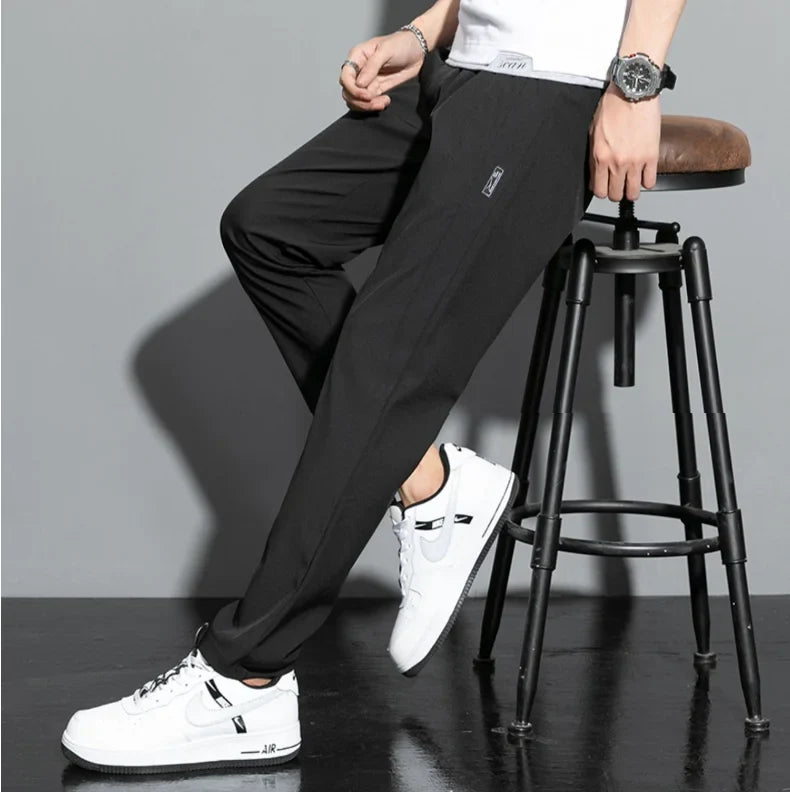 2026 The new men's summer fashionable versatile Black Gray Thin Business Casual Pants Outdoor Elastic Breathable Straight Leg Sw