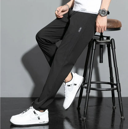 2026 The new men's summer fashionable versatile Black Gray Thin Business Casual Pants Outdoor Elastic Breathable Straight Leg Sw