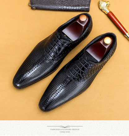 Italian Men Oxford Shoes Genuine Leather Lace Up Luxury Black Brown Mens Dress Shoes Office Business Wedding Formal Shoes Men
