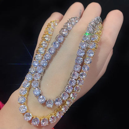 Hip Hop Unisex Moissanite Tennis Chain Original 925 Sterling Silver Moissanite Bracelet Necklace For Women Men Wedding Jewelry