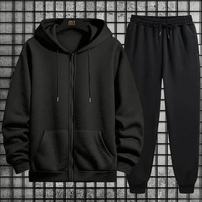 2025 New Arrival Men's Zipper Hoodie Sweatpants 2 Piece Set High Quality Hooded Long Sleeve Sweatshirt Autumn Winter Tracksuit