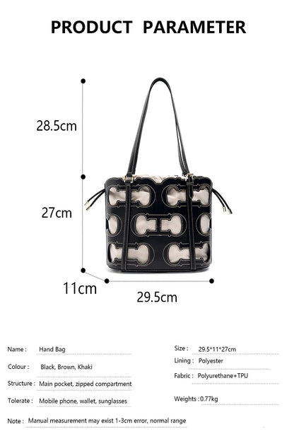 High-end Brand Women's Handbag Fashion Hollow 2025 New Large Capacity Simple Shoulder Bag