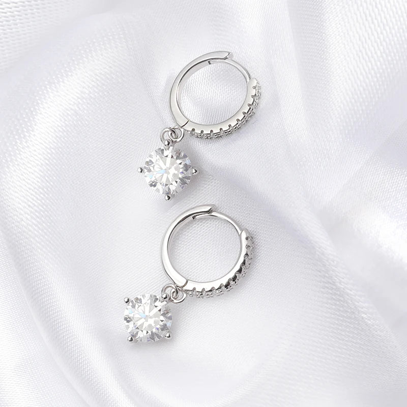 0.5CT 1CT D Color Zircon/moissanite Drop Earrings for Women Sparkling Lab Diamond Sterling Silver 925 Wedding Jewelry