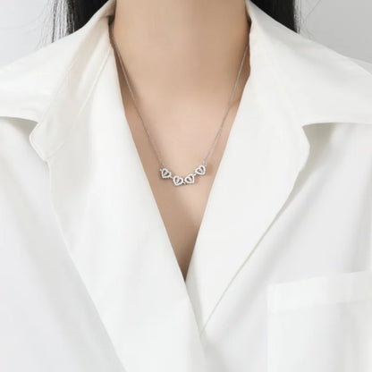 Transform Luxury Four Leaf Clover Pendant Necklace  Stainless Steel Crystal Gold Color Heart Jewelry for Women Gift