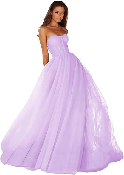 Vestidos de Baile Tomara que Caia Femininos 2026 Vestido de Festa Longo de Tule com Decote Coração para Eventos Formais Vestido de Festa de Luxo