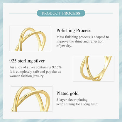 14K Gold Plated X Ring Dainty Minimalist 925 Sterling Silver Cross Ring for Women Promise Jewelry 2 Colors SCR543