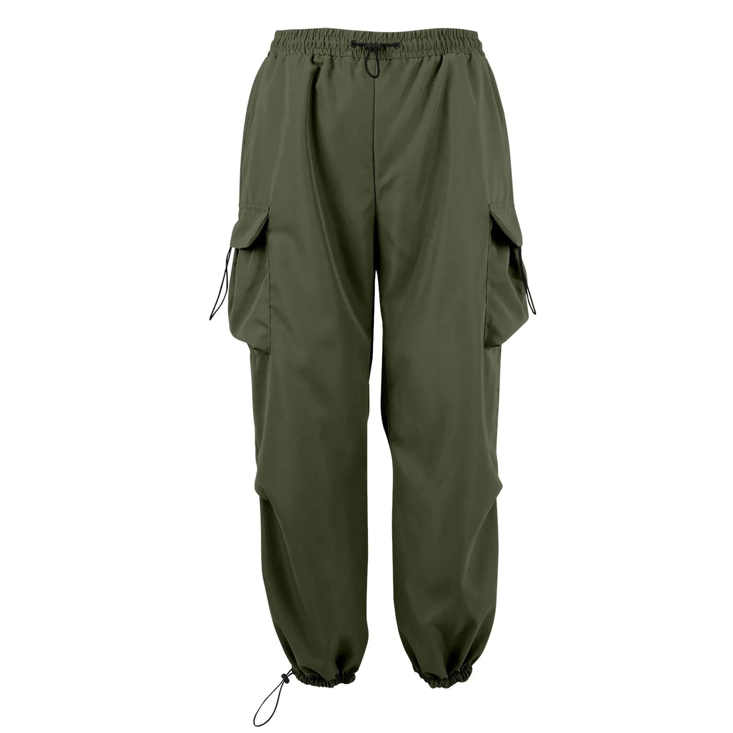 Cool Streetwear Versatile Quicky Drying Wide Leg Low Waist Drawstring Cargo Trousers Fashion Daily Casual Pockets Pants For Male