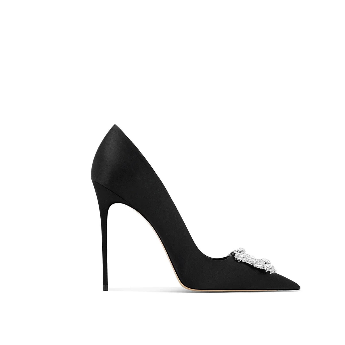 2026 Spring and Autumn New Women's Blue High Heels Pointed Thin Heel Rhinestone Square Buckle Dress Fashion Women's Shoes