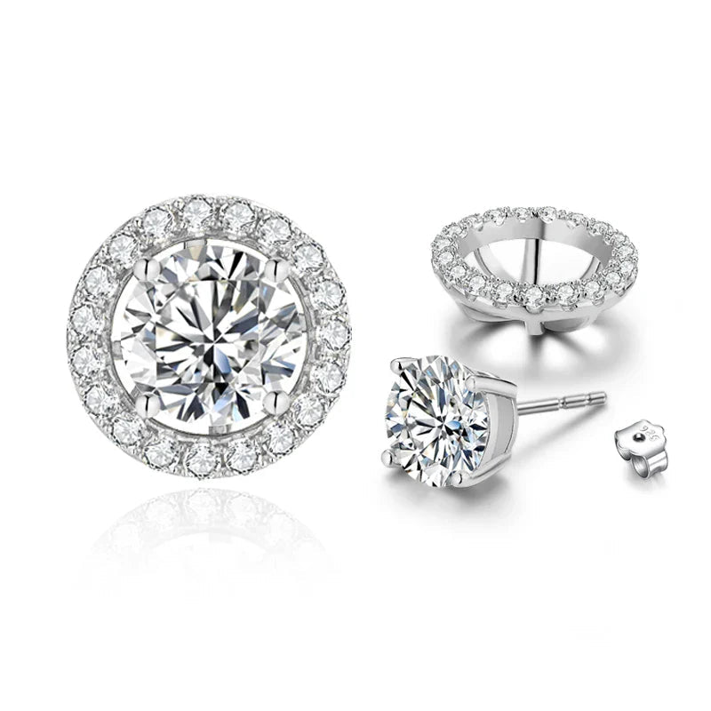 New Chamrs 1.0 Carat Moissanite D Color Diamond Detachable Stud Earrings for Women Solid 925 Sterling Silver Jewelry