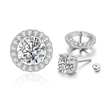 New Chamrs 1.0 Carat Moissanite D Color Diamond Detachable Stud Earrings for Women Solid 925 Sterling Silver Jewelry