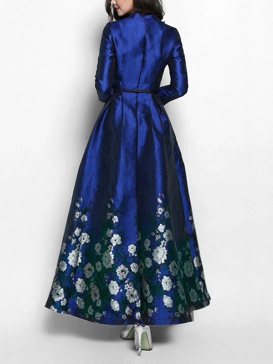 New Model Luxurious and elegant jacquard dress long dress for evening party long-sleeved dress without belt formal dress