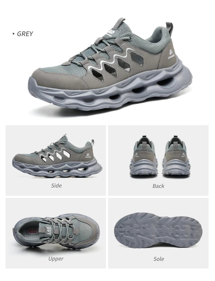 Men's Summer Breathable Safety Shoes Anti-smash Puncture-Proof Work Sneakers Fashion Footwear Comfortable Work Boots