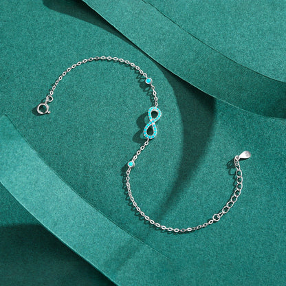 Romantic Infinite Love Bracelet 925 Sterling Silver Vintage Natural Turquoise Chain Bracelets For Women Wedding Jewelry