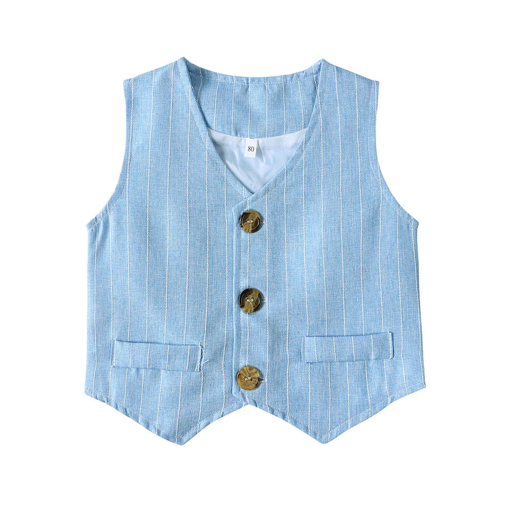 1-7T Kids Gentleman Sets Baby Boy Formal Anniversary Dress Toddler Party Suit White Shirt with Bow Tie+Vest+Trousers Clothing