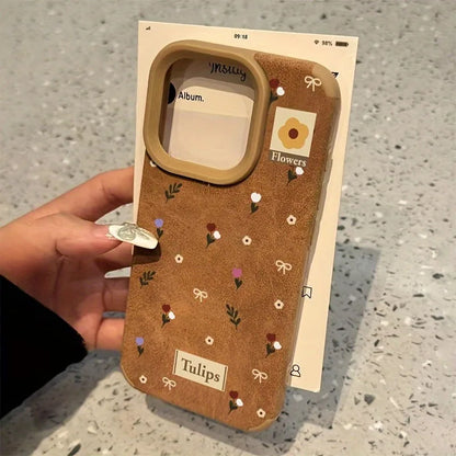 Branches and Leaves Broken Flowers Bonded Leather Phone Case For iPhone 17 16 Pro Max 15 14 Plus 13 12 11 XS X XR 17 Air Cover