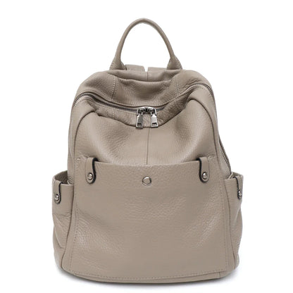 Soft Genuine Cowhide Daily Backpack Women Men Spacious Multi Pockets Fashion Casual Versatile Knapsack Travel Business College