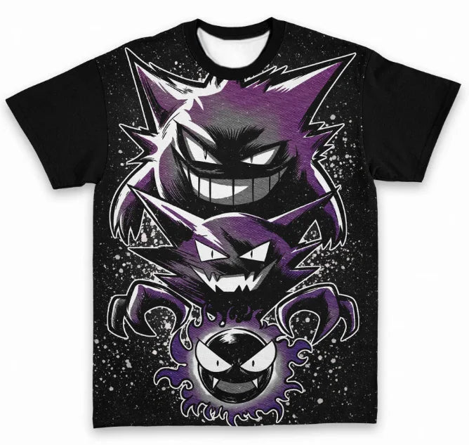 Dark Style T-Shirt, Gastly Evolution Chain 3D All-Over Print Personalized Short Sleeve