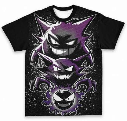 Dark Style T-Shirt, Gastly Evolution Chain 3D All-Over Print Personalized Short Sleeve