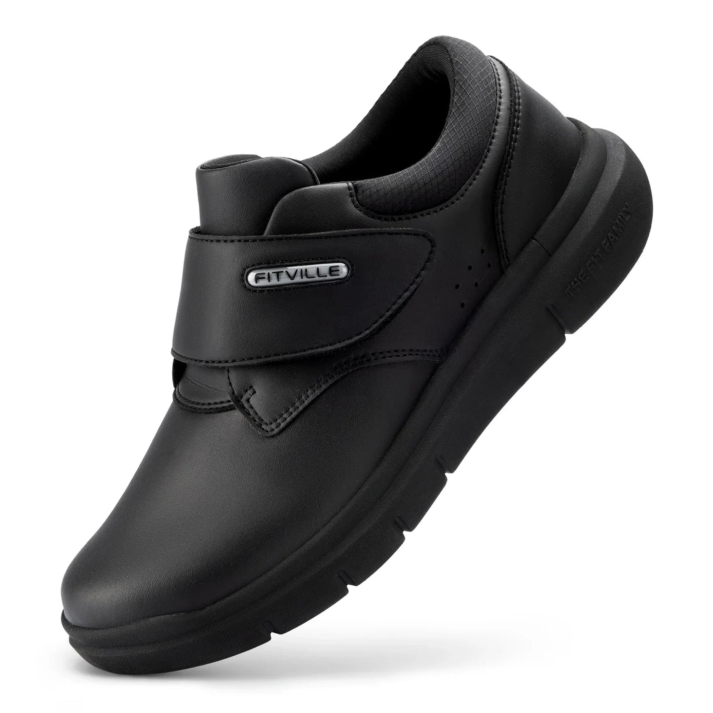 Extra Wide Men's Shoes Leather Diabetic Shoes Walking for Elder Orthopedic Toes Swollen Feet Non-Slip Arch Support
