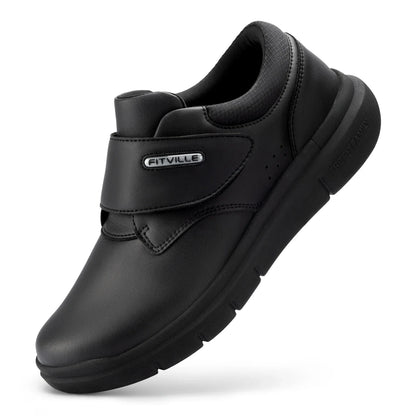 Extra Wide Men's Shoes Leather Diabetic Shoes Walking for Elder Orthopedic Toes Swollen Feet Non-Slip Arch Support