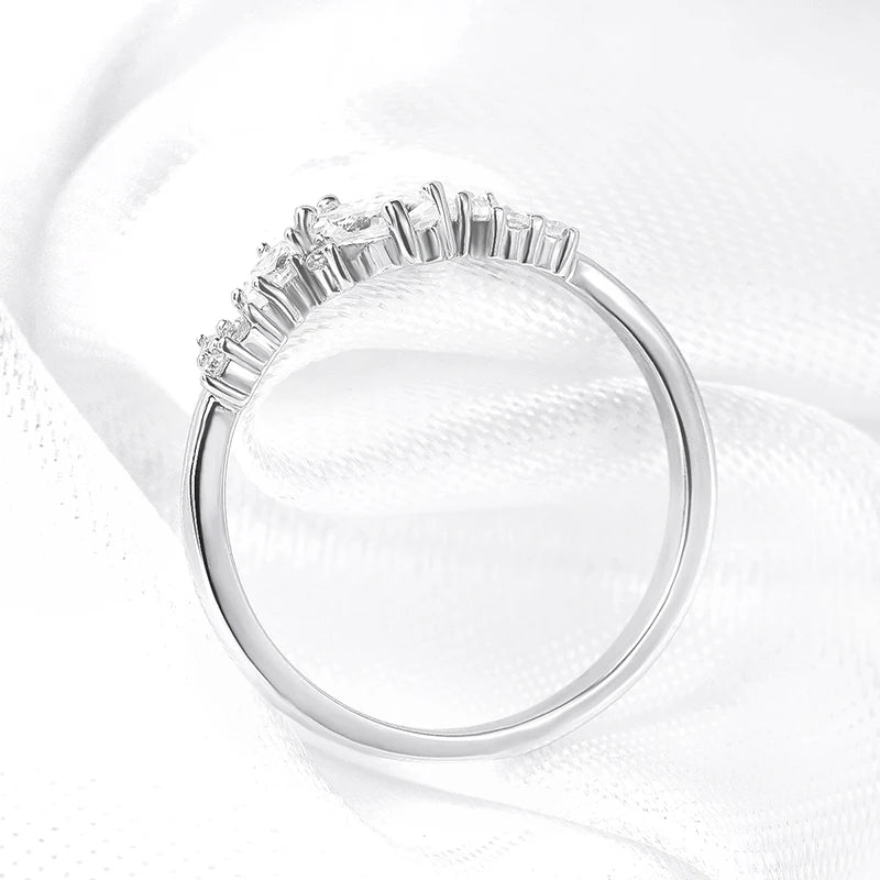 0.58cttw Marquise Cut Weeding Moissanite Rings for Women Double Halo High Quality 925 Sterling Silver Half Eternity Band