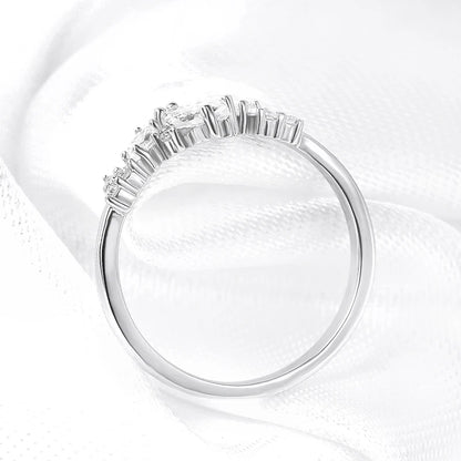 0.58cttw Marquise Cut Weeding Moissanite Rings for Women Double Halo High Quality 925 Sterling Silver Half Eternity Band