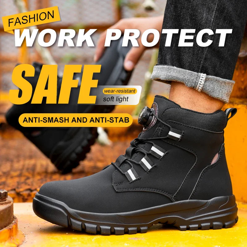 Work Safety Shoes Men CE Certified Steel Toe Safety Shoes Non Slip Lightweight Steel Toe Anti-Slip Women's Protection Work Boots