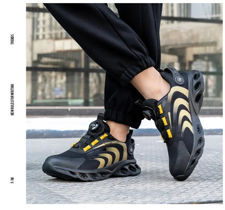 New Safetys Shoe Rotating Button Work Shoes Men Anti-smash Anti-puncture Shoes Fashion Men Sport Shoes Security Protective Boots