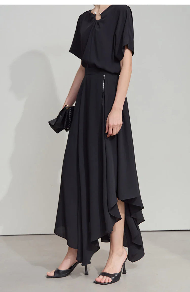 Minimalist Office Lady Skirts Women 2025 New Summer Solid Loose Asymmetric Large A-line Skirt Female Fashion 12542168