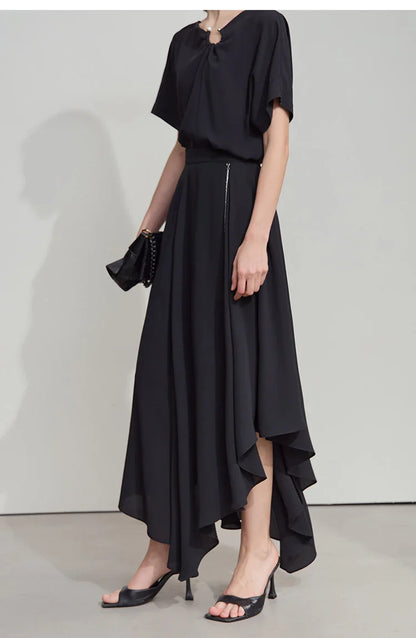 Minimalist Office Lady Skirts Women 2025 New Summer Solid Loose Asymmetric Large A-line Skirt Female Fashion 12542168