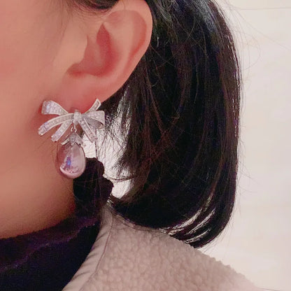Purple Knot Pearl Earrings For Jewelry Gift