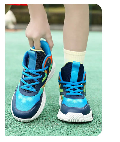 Children Basketball Shoes Breathable Mesh Boys Fashion Sneakers Girls School Sport Shoes Kids Casual Trainers Outdoor Athletic