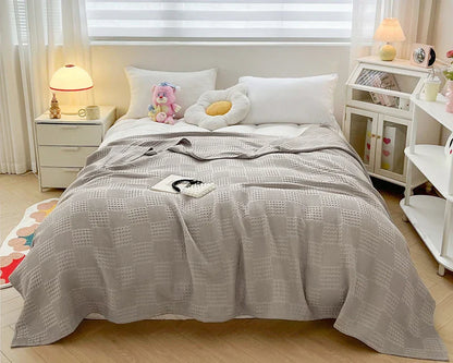 Cotton Throw Blanket Soft Breathable Waffle Blanket for Twin Queen King Bed Decorative Plaid Sofa Blankets Summer Throws