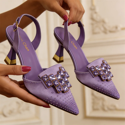 2026 Chic Italian Pointed Toe High Heels with Elegant Rhinestone Accents - Stylish Women's Footwear Perfect for Parties