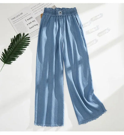 Women's Female High Elastic Waist Thin Loose Denim Pants