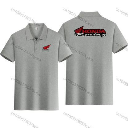 2026 Summer New Men's Racing Wing Logo Polo Shirt Casual Short Sleeve Collared Top Breathable Motorcycle T-Shirt