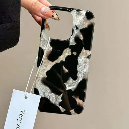 Gradient Ink Marks Laser Phone Case For Phone 17 Air 16 15 14 13 12 11 Pro Max XS XR 7 8 Plus Stylish Leopard Print Bumper Cover
