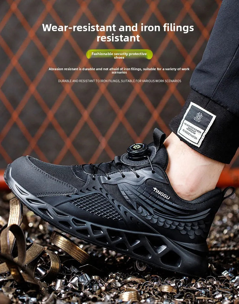 Men's Summer Mesh Labor Protection Shoes Anti-Smashing Wear-Resistant Outdoor Construction Site Protection Work Shoes Anti-Pierc