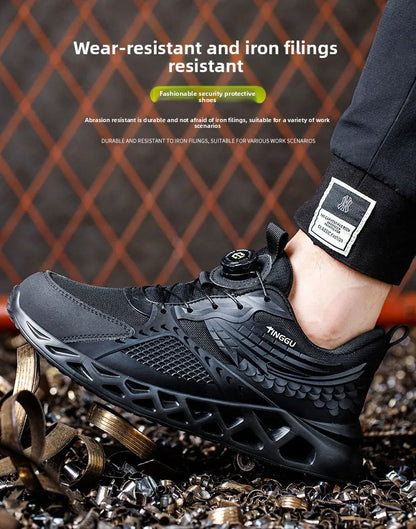 Men's Summer Mesh Labor Protection Shoes Anti-Smashing Wear-Resistant Outdoor Construction Site Protection Work Shoes Anti-Pierc