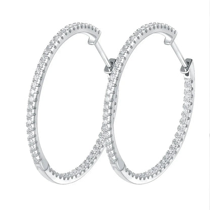 1.2mm Moissanite Hoop Earrings for Women European and American Circle S925 Sterling Silver Sparkling Diamond Earring Jewelry