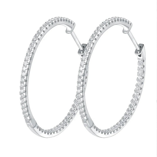 1.2mm Moissanite Hoop Earrings for Women European and American Circle S925 Sterling Silver Sparkling Diamond Earring Jewelry
