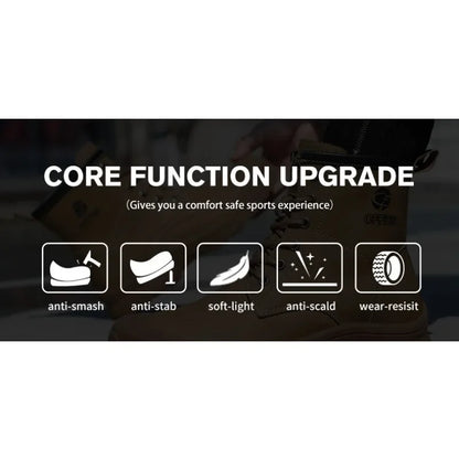 High End Microfiber Men's Work Boots with Steel Toe Caps for Anti Smashing and Anti Puncture, Kevlar Anti Puncture