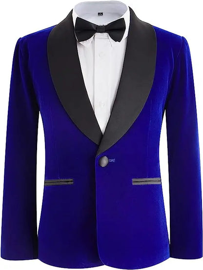 Boys Velvet Blazer Jacket Pants Bowtie 3PCS Photograph Suit Kids 1Year Birthday Dress Children Wedding Performance Evening Set