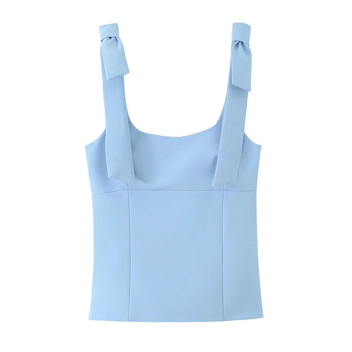 Sexy Chic Yellow Bow Tops Women Zipper Tie Up Slim Short Cami Tops Women Fashion 2025 Summer Elegant Y2K Girl Blouses
